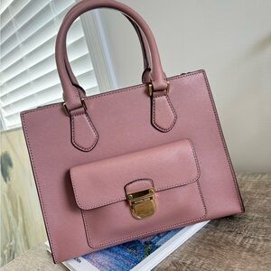 NWT Michael Kors Bridgette Medium EW Tote White Leather Satchel Crossbody Bag